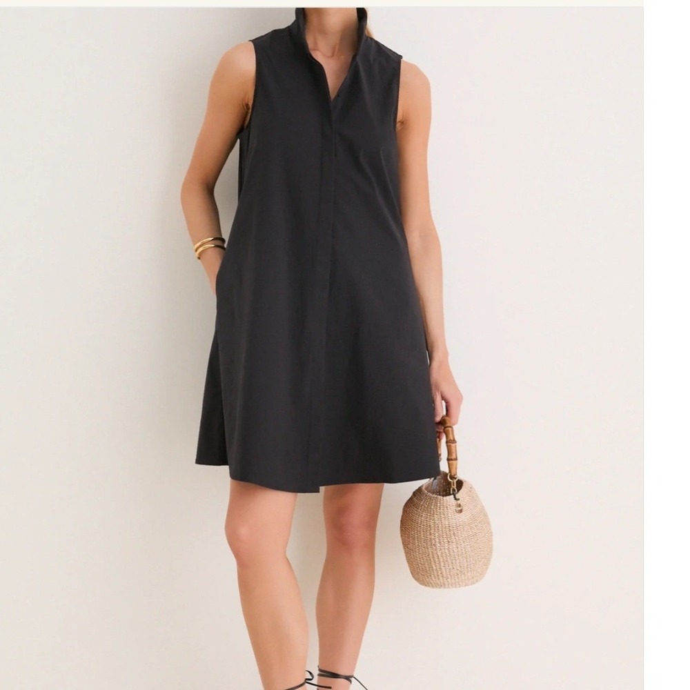 Tuckernuck Black Sleeveless Charlie Dress Stand Collar Mini XS  Summer Classic